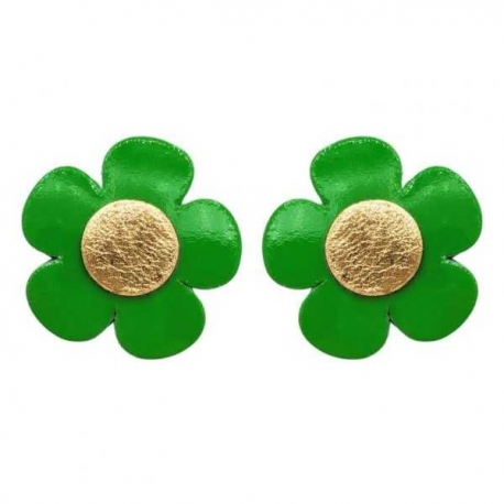 Boucles d'oreille Colette cuir vert pomme par Demisel