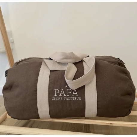 Sac polochon " Papa Globe Trotter" par Marcel et Lily