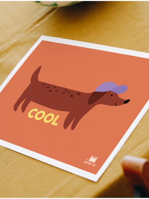 détail affiche colorée chien