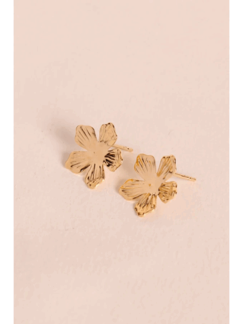 boucles d'oreille fleurs plaque or