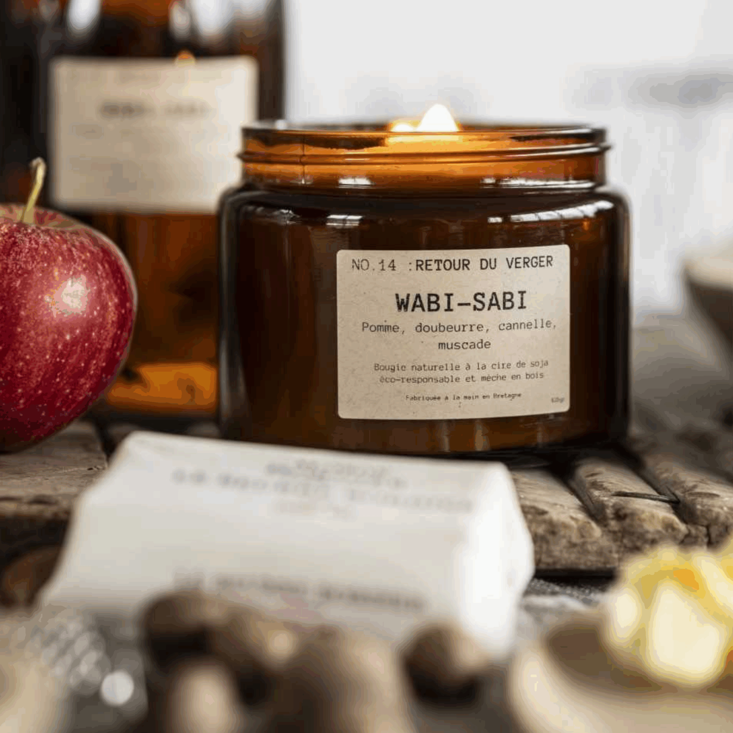 bougie ambiance tarte aux pommes